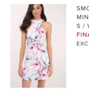 White dress w/ gray and pink design. New. Tobi